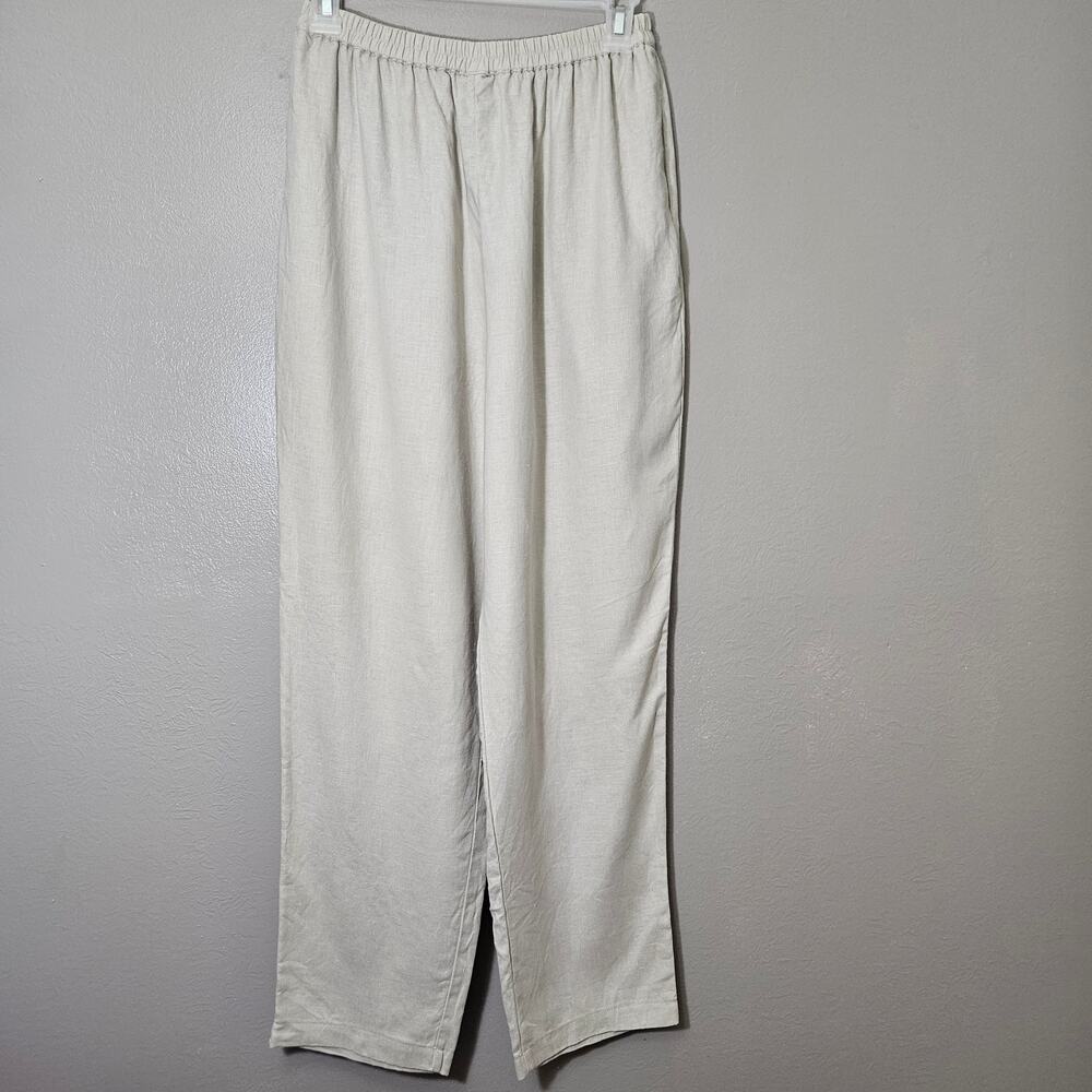 Vintage Kiko 100% Linen Pants Khaki Stretch Sm Lagenlook ArtTeacher Minimalist